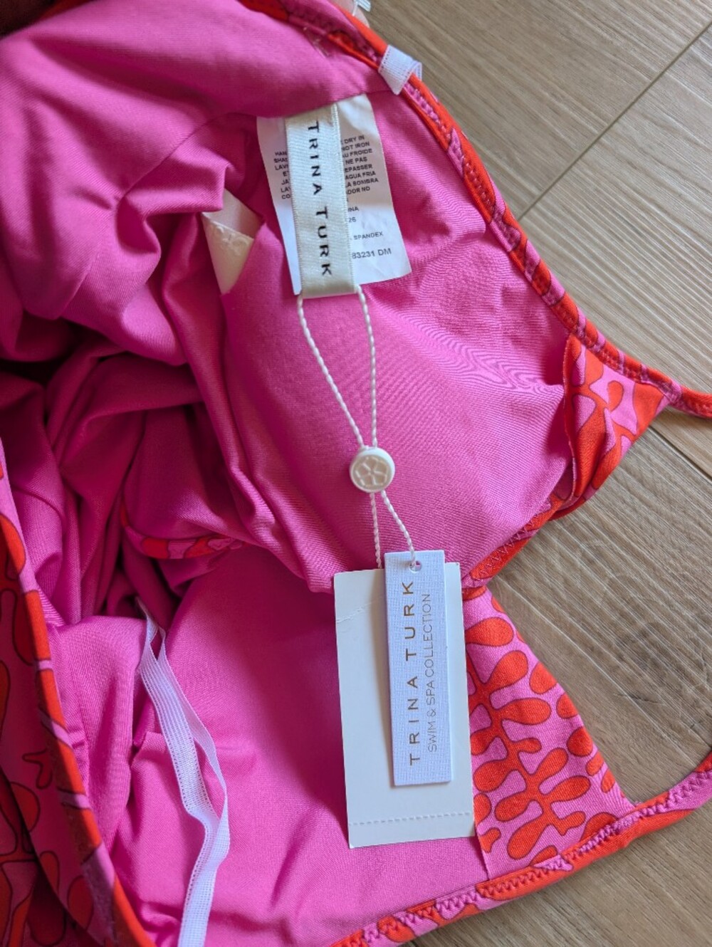 NWT Trina Turk Tropical Pink & Coral One-Piece Halter Swimsuit - Picture 6 of 9